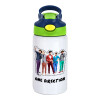 One Direction , Παιδικό παγούρι θερμό, ανοξείδωτο, με καλαμάκι ασφαλείας, πράσινο/μπλε (350ml)