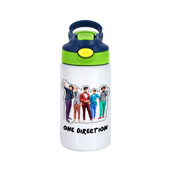 One Direction , Παιδικό παγούρι θερμό, ανοξείδωτο, με καλαμάκι ασφαλείας, πράσινο/μπλε (350ml)