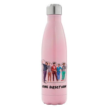 One Direction , Metal mug thermos Pink Iridiscent (Stainless steel), double wall, 500ml