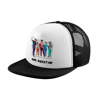 One Direction , Καπέλο ενηλίκων Jockey με Δίχτυ Black/White (snapback, trucker, unisex)