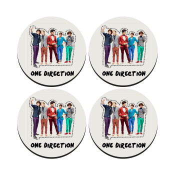 One Direction , ΣΕΤ 4 Σουβέρ ξύλινα στρογγυλά (9cm)