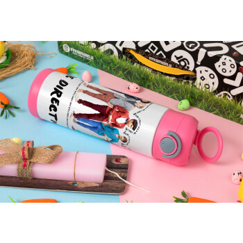 One Direction , Πασχαλινή Λαμπάδα με Παιδικό παγούρι θερμό, ανοξείδωτο, με καλαμάκι ασφαλείας, ΡΟΖ (500ml)