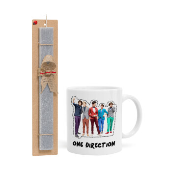 One Direction , Πασχαλινό Σετ, Κούπα κεραμική (330ml) & πασχαλινή λαμπάδα αρωματική πλακέ (30cm) (ΓΚΡΙ)