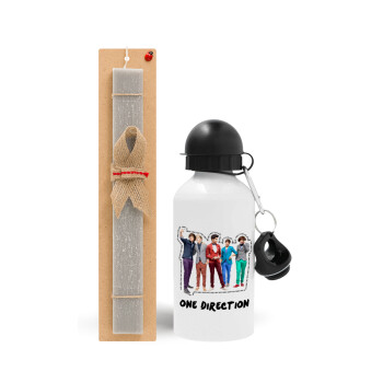 One Direction , Easter Set, metallic aluminum water bottle (500ml) & aromatic flat Easter candle (30cm) (GRAY)