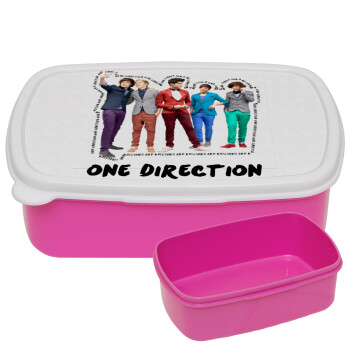 One Direction , ΡΟΖ παιδικό δοχείο φαγητού (lunchbox) πλαστικό (BPA-FREE) Lunch Βox M18 x Π13 x Υ6cm