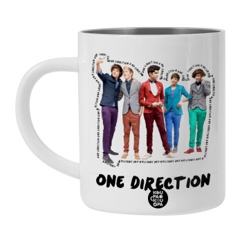 One Direction , BIG Mug Stainless steel double wall (450ml, White)