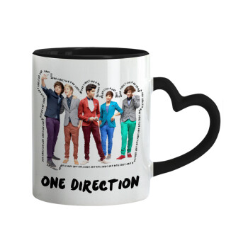 One Direction , Κούπα καρδιά χερούλι μαύρη, κεραμική, 330ml