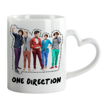 One Direction , Mug heart handle, ceramic, 330ml