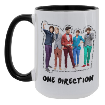 One Direction , Κούπα Mega 15oz, κεραμική Μαύρη, 450ml