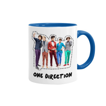 One Direction , Mug colored blue, ceramic, 330ml