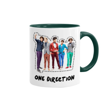 One Direction , Κούπα χρωματιστή πράσινη, κεραμική, 330ml