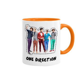 One Direction , Κούπα χρωματιστή πορτοκαλί, κεραμική, 330ml