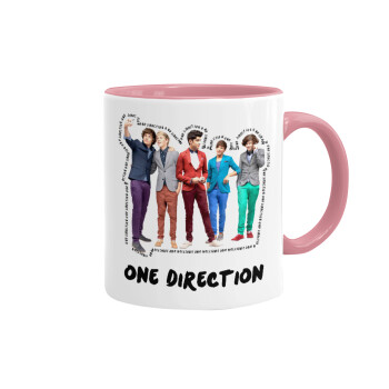 One Direction , Κούπα χρωματιστή ροζ, κεραμική, 330ml