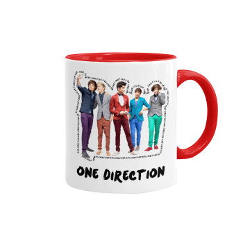 One Direction , Κούπα χρωματιστή κόκκινη, κεραμική, 330ml