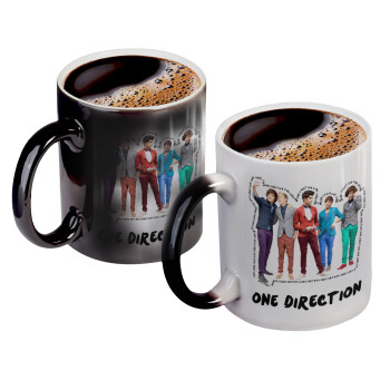 One Direction , Color changing magic Mug, ceramic, 330ml when adding hot liquid inside, the black colour desappears (1 pcs)
