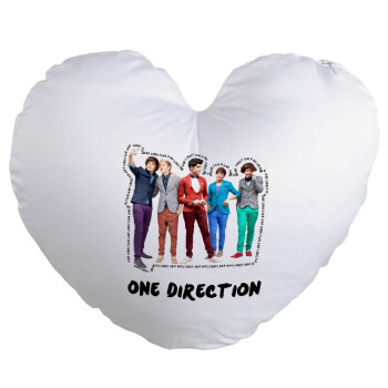 One Direction , Μαξιλάρι καναπέ καρδιά 40x40cm περιέχεται το  γέμισμα