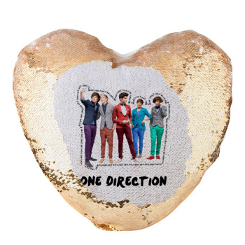 One Direction , Μαξιλάρι καναπέ καρδιά Μαγικό Χρυσό με πούλιες 40x40cm περιέχεται το  γέμισμα