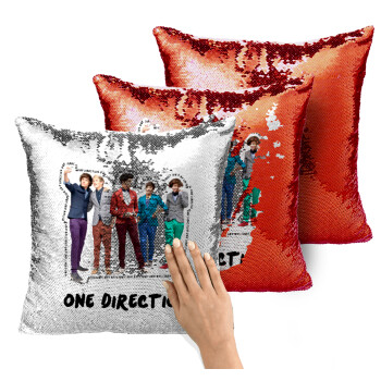 One Direction , Μαξιλάρι καναπέ Μαγικό Κόκκινο με πούλιες 40x40cm περιέχεται το γέμισμα