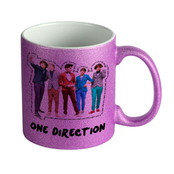 One Direction , Κούπα Μωβ Glitter που γυαλίζει, κεραμική, 330ml