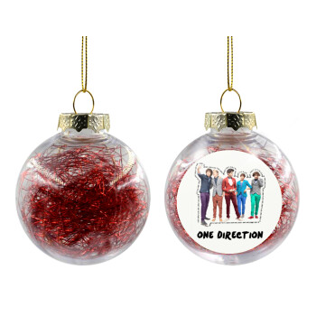 One Direction , Χριστουγεννιάτικη μπάλα δένδρου διάφανη με κόκκινο γέμισμα 8cm