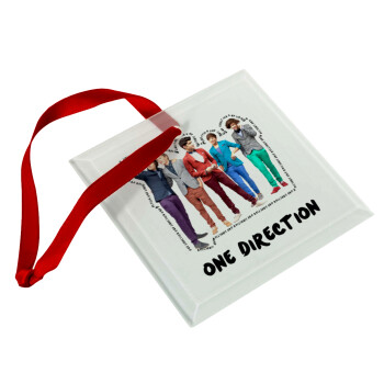 One Direction , Χριστουγεννιάτικο στολίδι γυάλινο τετράγωνο 9x9cm
