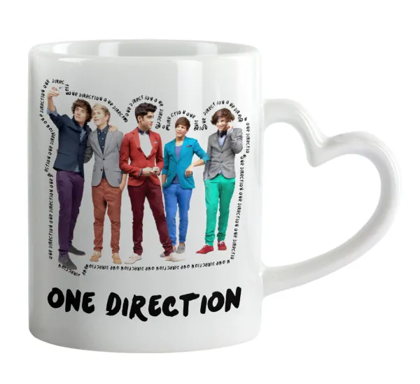 One Direction — Κούπα καρδιά χερούλι λευκή, κεραμική, 330ml