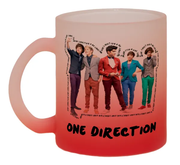One Direction — Two-tone glass mug with matte red base, 330ml