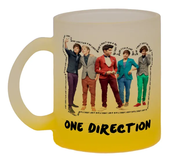 One Direction — Κούπα γυάλινη δίχρωμη με βάση το κίτρινο ματ, 330ml
