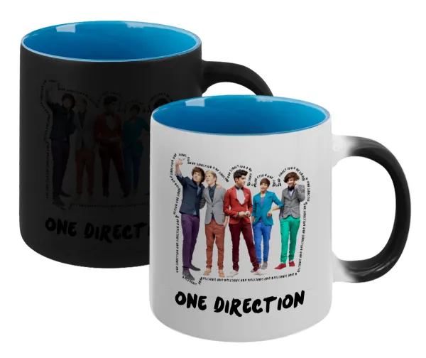 One Direction — Magic mug with blue interior, ceramic, 330ml, changes colour with hot drinks