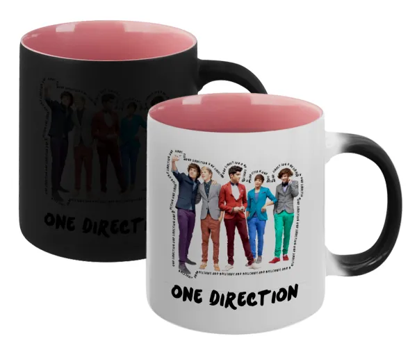 One Direction — Magic mug with pink interior, ceramic, 330ml, changes colour with hot drinks