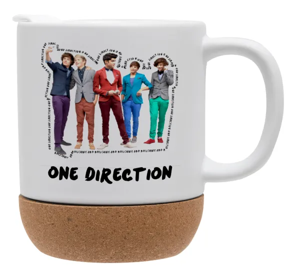 One Direction — Κούπα, κεραμική με βάση φελού και καπάκι (ΜΑΤ), 330ml