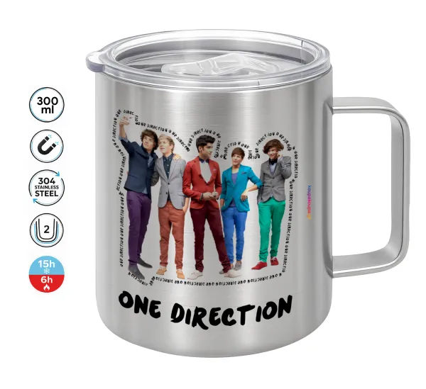One Direction — Double-walled stainless steel mug 300ml with temperature-retaining lid