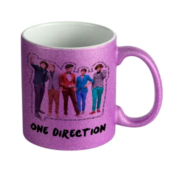 One Direction , Κούπα Μωβ Glitter που γυαλίζει, κεραμική, 330ml