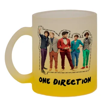 One Direction , Κούπα γυάλινη δίχρωμη με βάση το κίτρινο ματ, 330ml