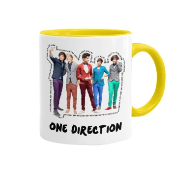 One Direction , Κούπα χρωματιστή κίτρινη, κεραμική, 330ml