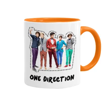 One Direction , Κούπα χρωματιστή πορτοκαλί, κεραμική, 330ml