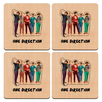 One Direction , ΣΕΤ x4 Σουβέρ ξύλινα τετράγωνα plywood (9cm)