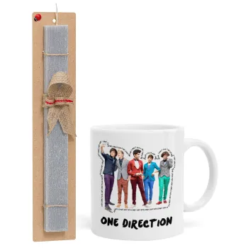 One Direction , Πασχαλινή Λαμπάδα με Κούπα κεραμική (330ml) & κερί αρωματικό πλακέ (30cm) (ΓΚΡΙ)