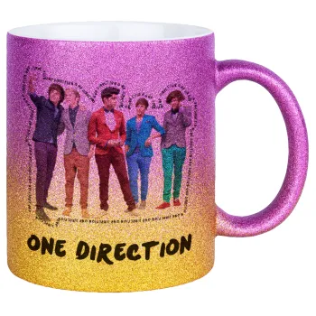 One Direction , Κούπα Χρυσή/Ροζ Glitter, κεραμική, 330ml