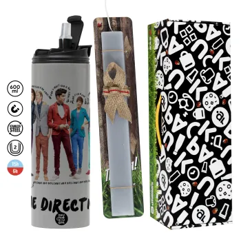 One Direction , Easter candle with Grey Tumbler Thermo 600ml & aromatic flat candle (30cm) (GREY)