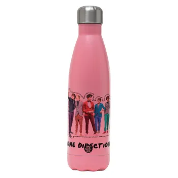 One Direction , Metal mug thermos Pink Mat (Stainless steel), double wall, 500ml
