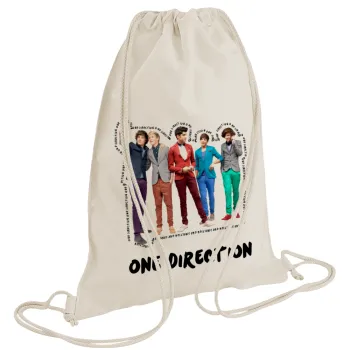 One Direction , Backpack bag GYMBAG natural (28x40cm)