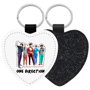 One Direction , Μπρελόκ PU δερμάτινο glitter καρδιά ΜΑΥΡΟ