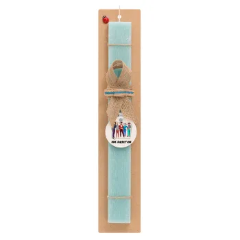 One Direction , Easter Set, wooden keychain & aromatic flat Easter candle (30cm) (TURQUOISE)