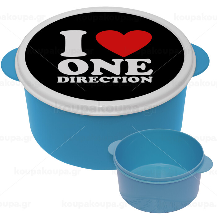 I Love, One Direction, ΜΠΛΕ παιδικό δοχείο φαγητού (lunchbox) πλαστικό ...