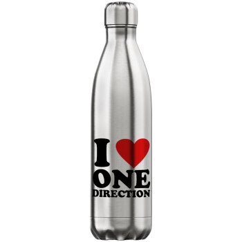 I Love, One Direction, Μεταλλικό παγούρι θερμός Inox (Stainless steel), διπλού τοιχώματος, 750ml