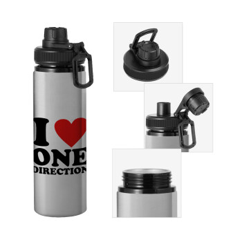 I Love, One Direction, Metallic water bottle with safety cap, 850ml aluminum