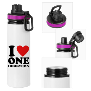 I Love, One Direction, Metallic water bottle with safety lid, 850ml aluminum