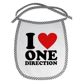 I Love, One Direction, Σαλιάρα μωρού αλέκιαστη με κορδόνι Μαύρη