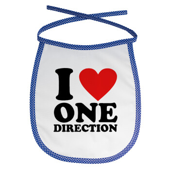 I Love, One Direction, Σαλιάρα μωρού αλέκιαστη με κορδόνι Μπλε